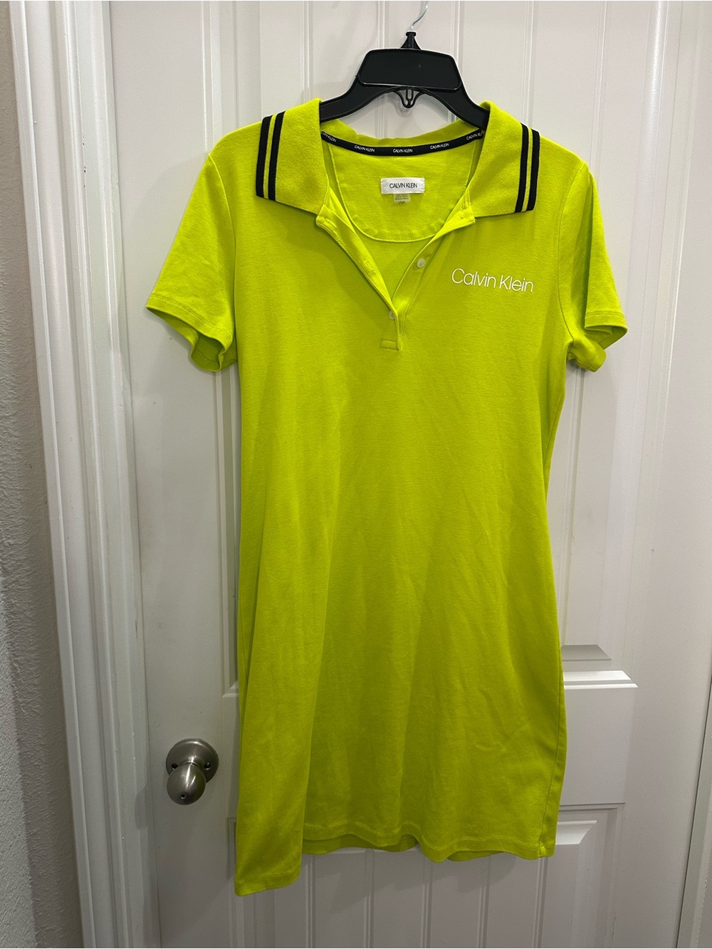Calvin Klein  logo Bright Lime Polo dress  size L